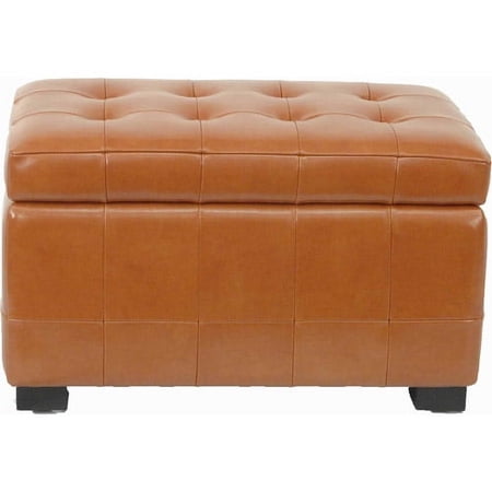 SAFAVIEH Small Manhattan Rustic Tufted Storage Bench, Saddle