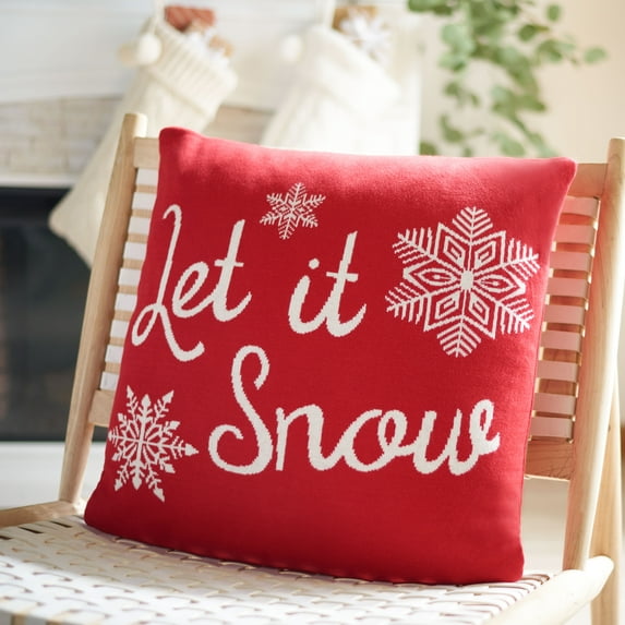 SAFAVIEH Snowfall Pillow, 20" x 20", Red
