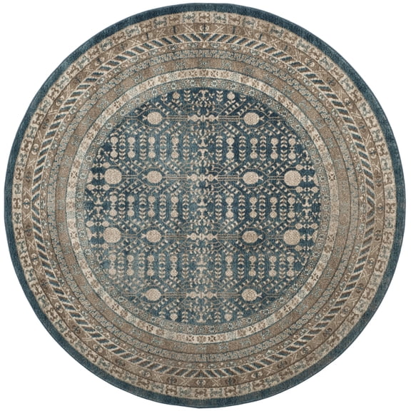 SAFAVIEH Sofia Cionadogh Border Area Rug, Blue/Beige, 6'7" x 6'7" Round
