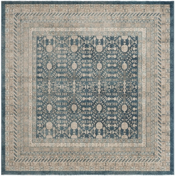 SAFAVIEH Sofia Cionadogh Border Area Rug, Blue/Beige, 6'7" x 6'7" Square
