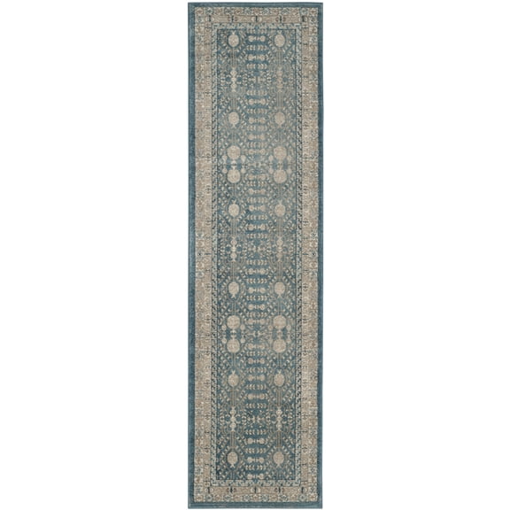 SAFAVIEH Sofia Cionadogh Border Runner Rug, Blue/Beige, 2'2" x 6'