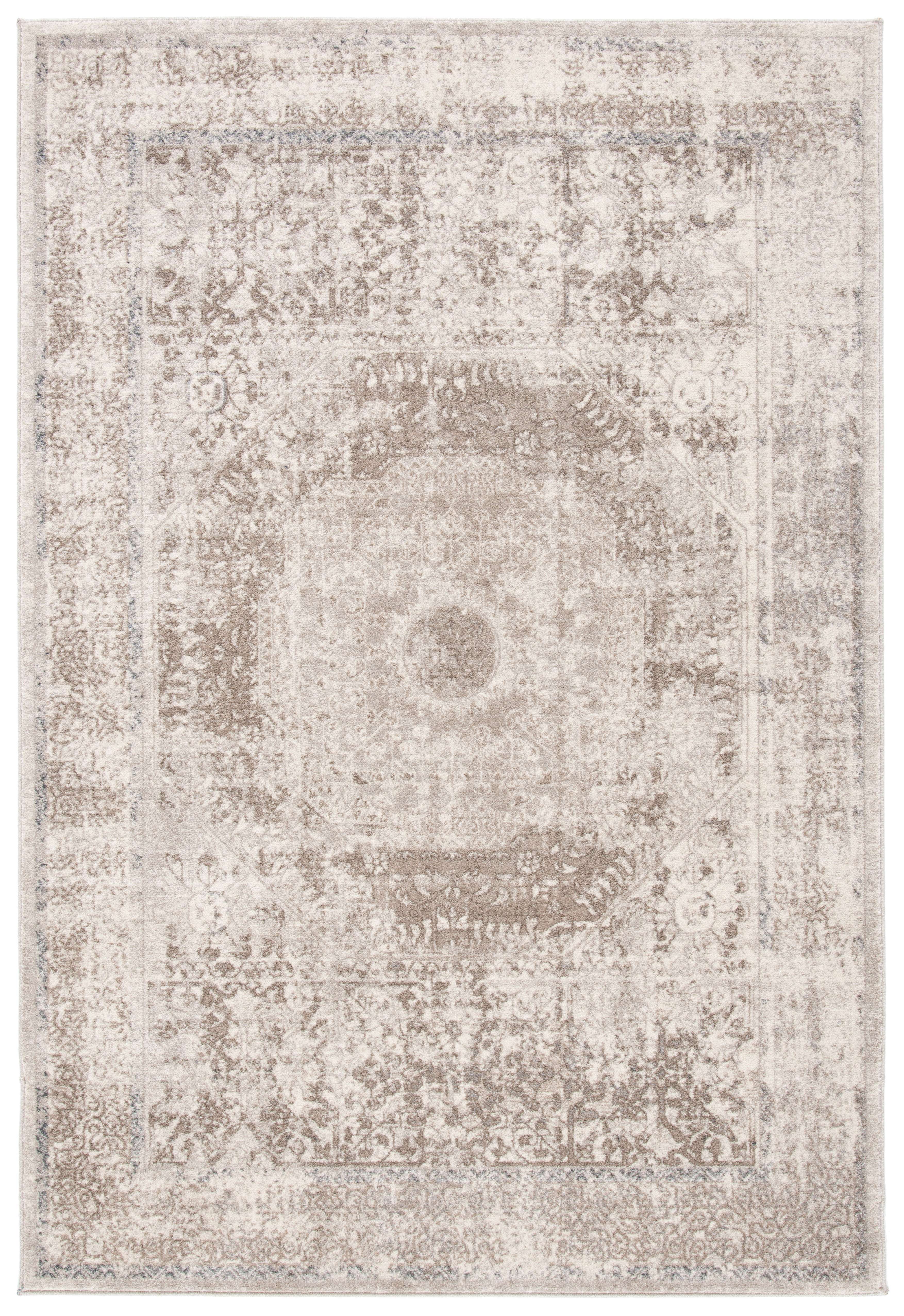 Ivory Rectangular Hand-knotted Synthetic Area Rug 3' x 5'