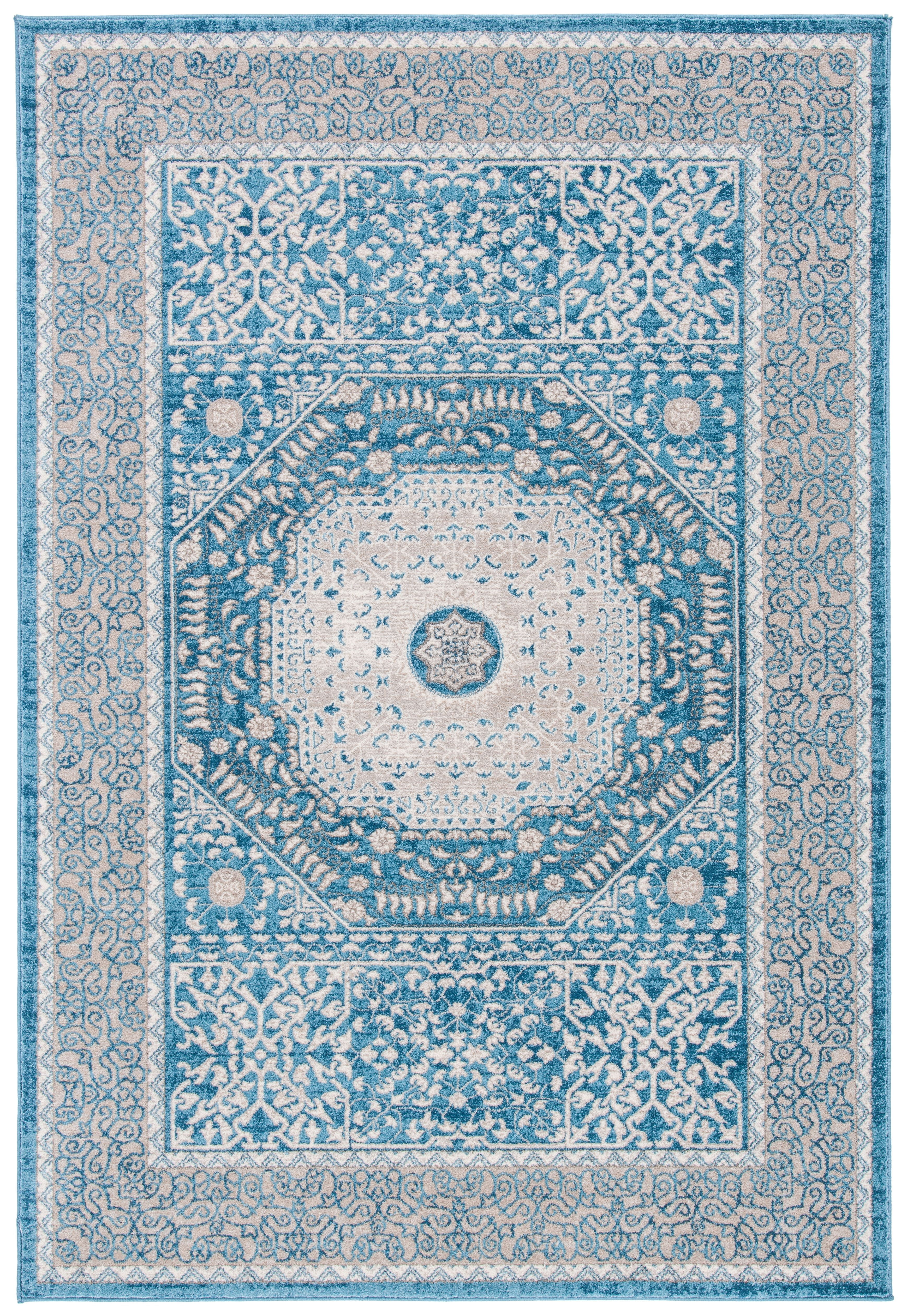 Sofia Blue and Beige Power Loomed Oriental Area Rug