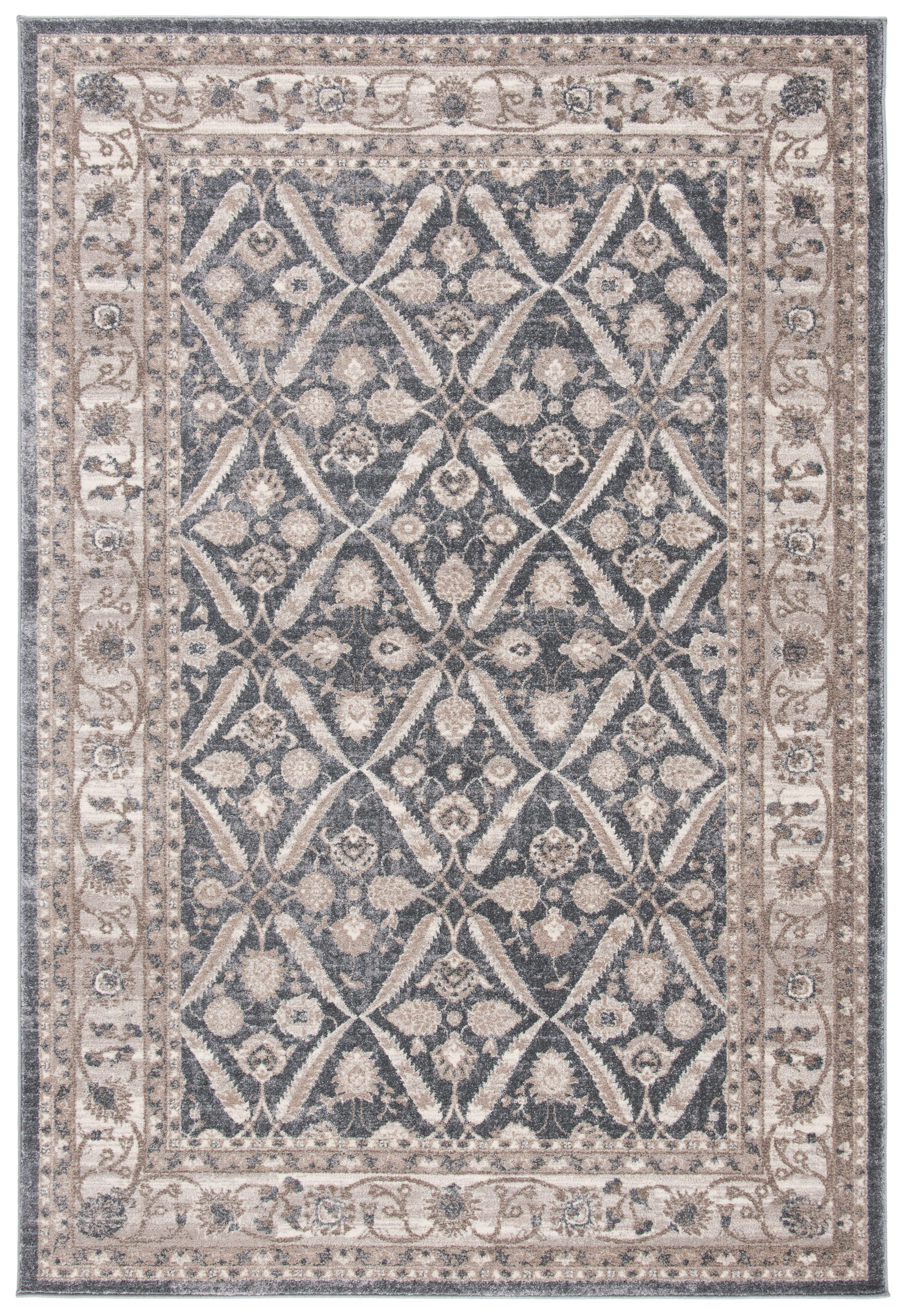 Sofia Gray and Beige Hand-Knotted Synthetic Area Rug
