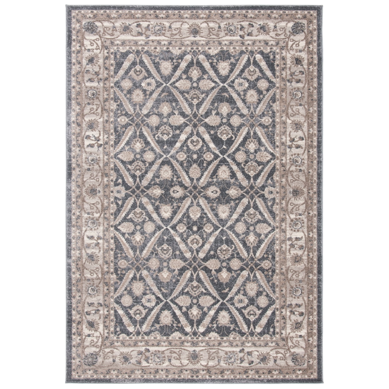 Sofia Gray and Beige Hand-Knotted Synthetic Area Rug