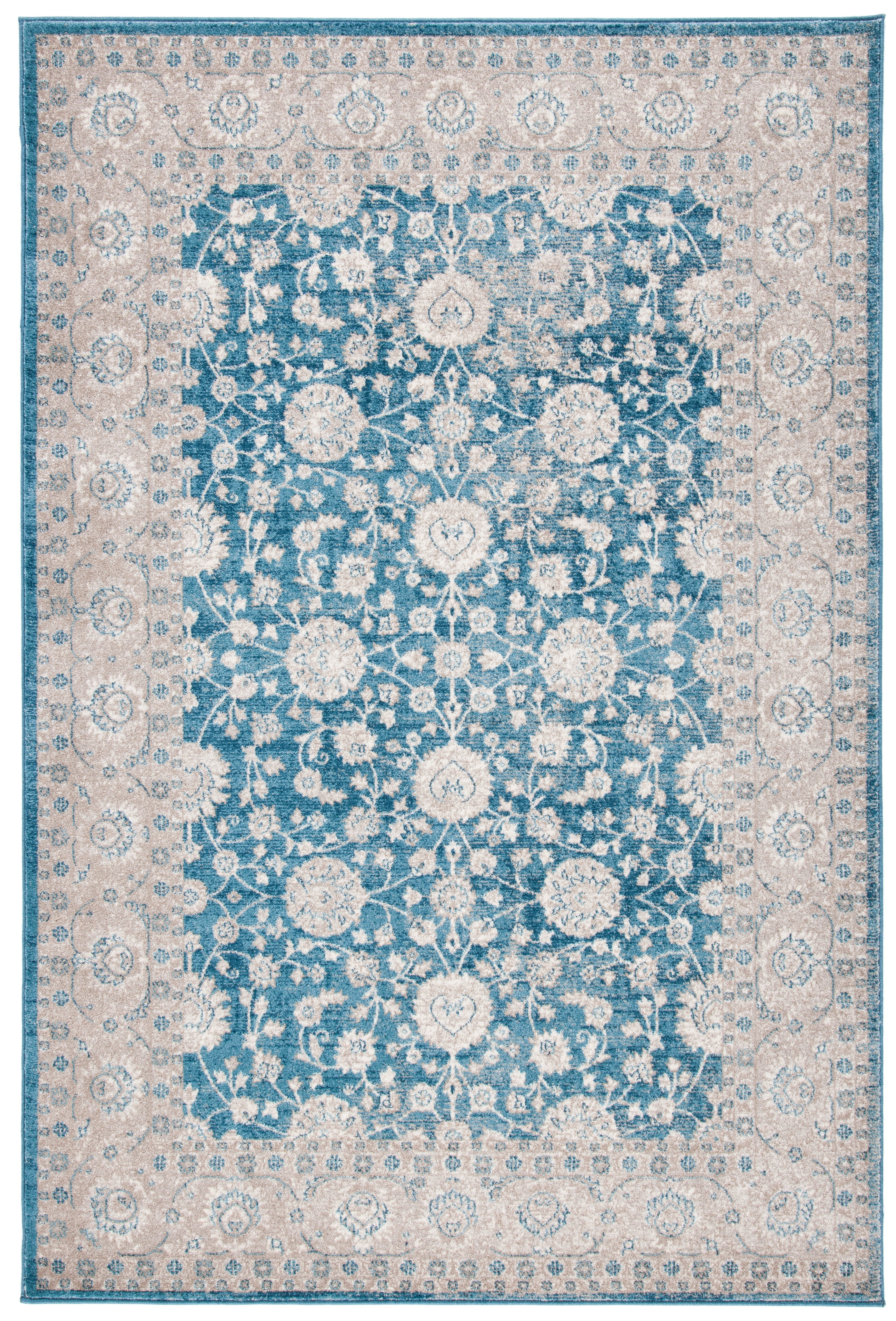 Hand-Knotted Blue Synthetic Square Area Rug