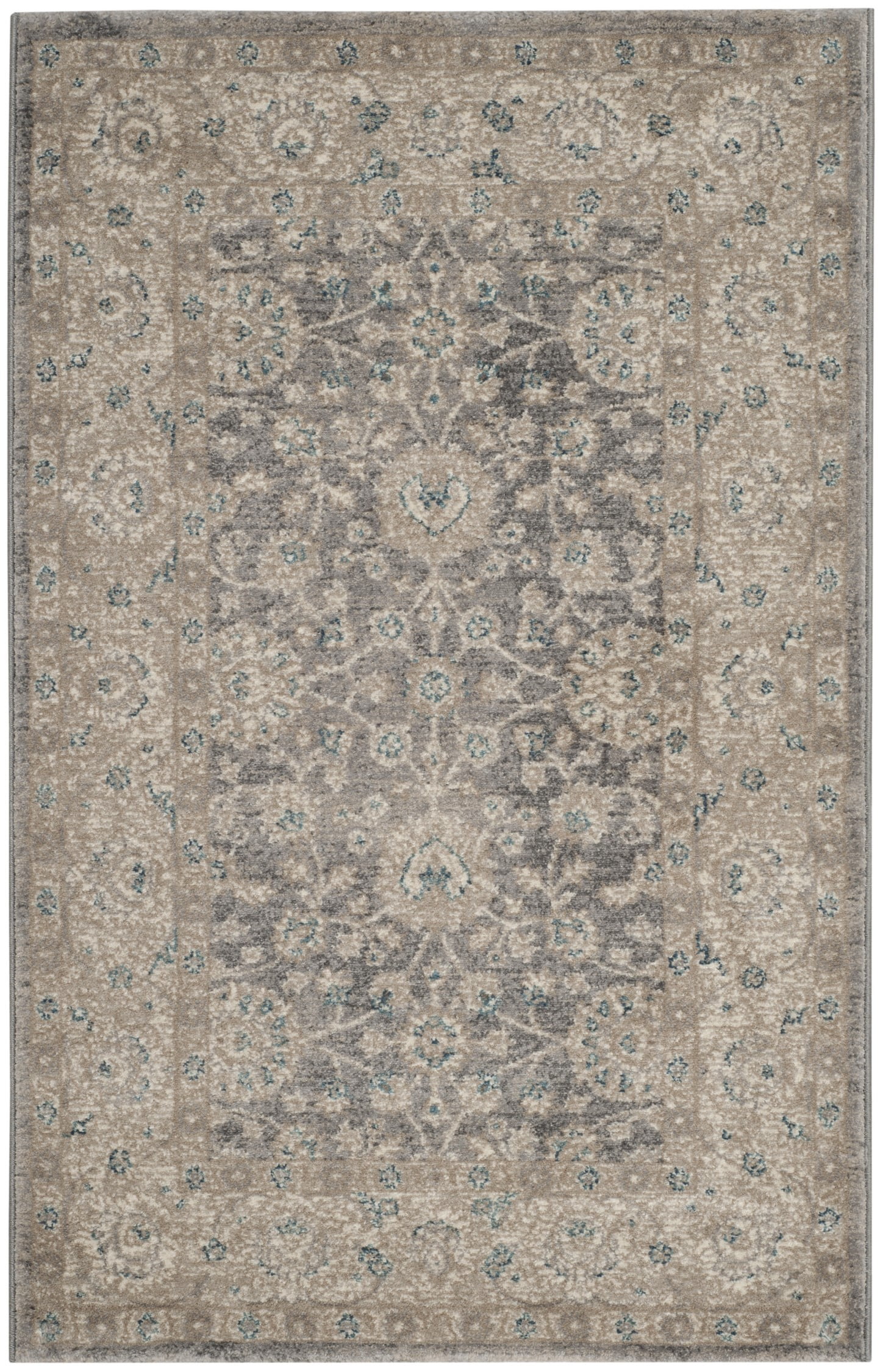 Hand-Knotted Elegance Round Synthetic Rug in Light Grey - Easy Care 30"