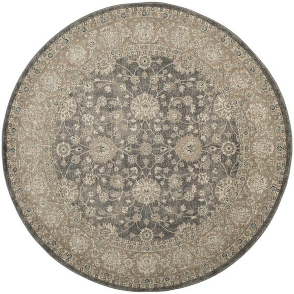 SAFAVIEH Sofia Derrick Traditional Area Rug, Light Grey/Beige, 6'7" x 6'7" Round