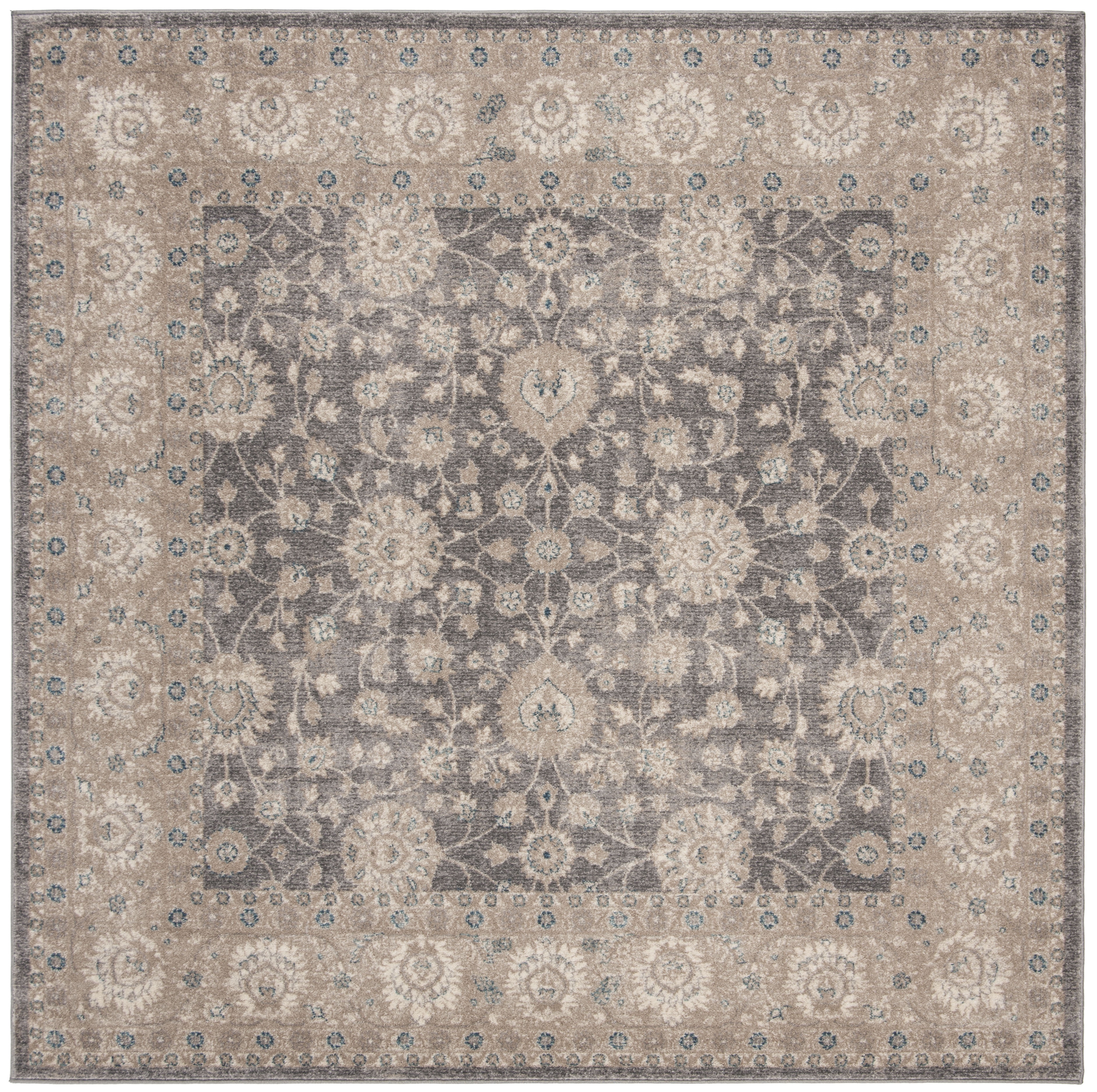 Sofia Gray Synthetic Square Reversible Area Rug