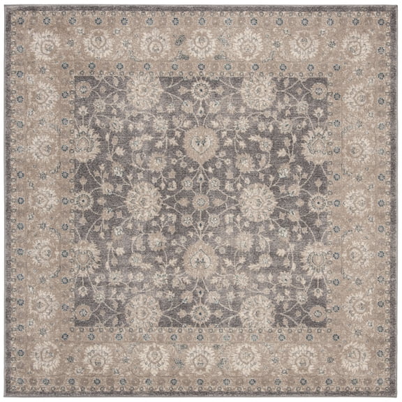 SAFAVIEH Sofia Derrick Traditional Area Rug, Light Grey/Beige, 6'7" x 6'7" Square