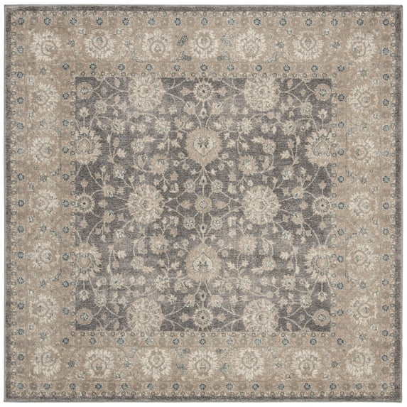 SAFAVIEH Sofia Derrick Traditional Area Rug, Light Grey/Beige, 6'7" x 6'7" Square