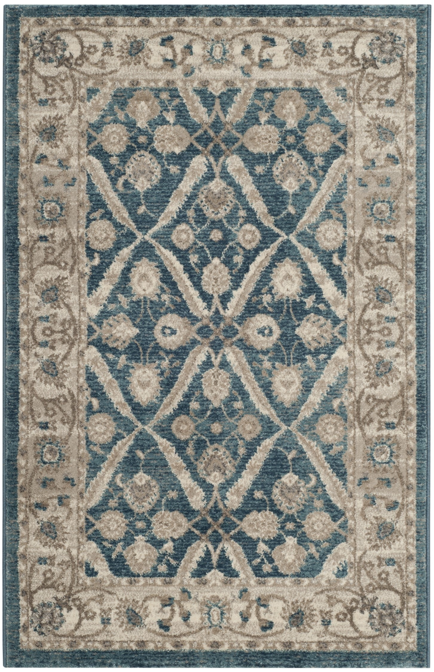 SAFAVIEH Sofia Jerrod Floral Bordered Area Rug, Blue/Beige, 2'6" x 4'