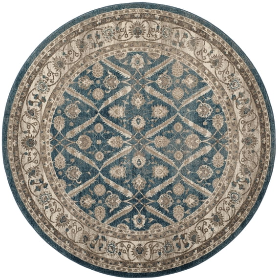 SAFAVIEH Sofia Jerrod Floral Bordered Area Rug, Blue/Beige, 6'7" x 6'7" Round