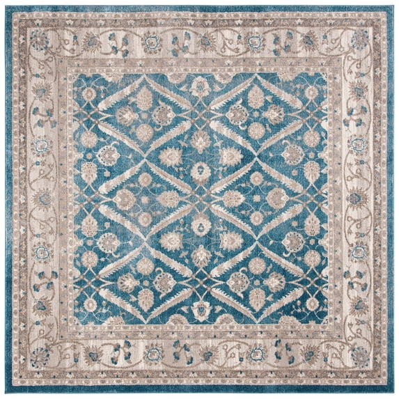 SAFAVIEH Sofia Jerrod Floral Bordered Area Rug, Blue/Beige, 6'7" x 6'7" Square