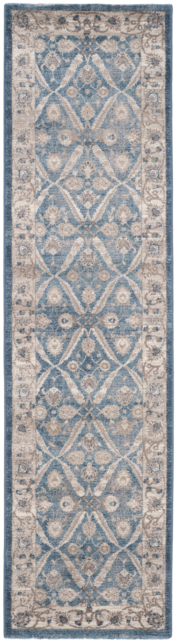 SAFAVIEH Sofia Jerrod Floral Bordered Runner Rug, Blue/Beige, 2'2" x 12
