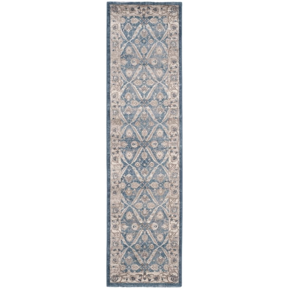 SAFAVIEH Sofia Jerrod Floral Bordered Runner Rug, Blue/Beige, 2'2" x 8'