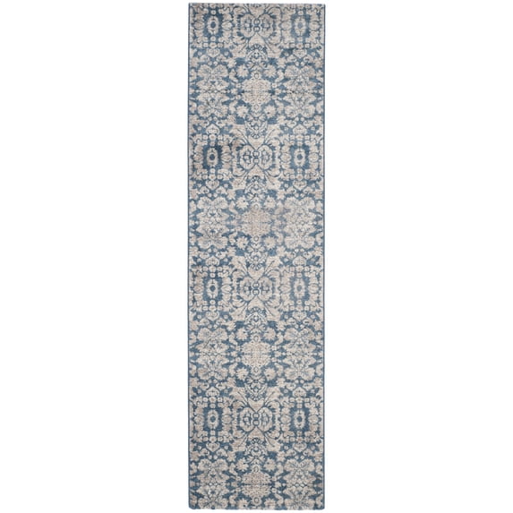 SAFAVIEH Sofia Quintella Damask Runner Rug, Blue/Beige, 2'2" x 12'