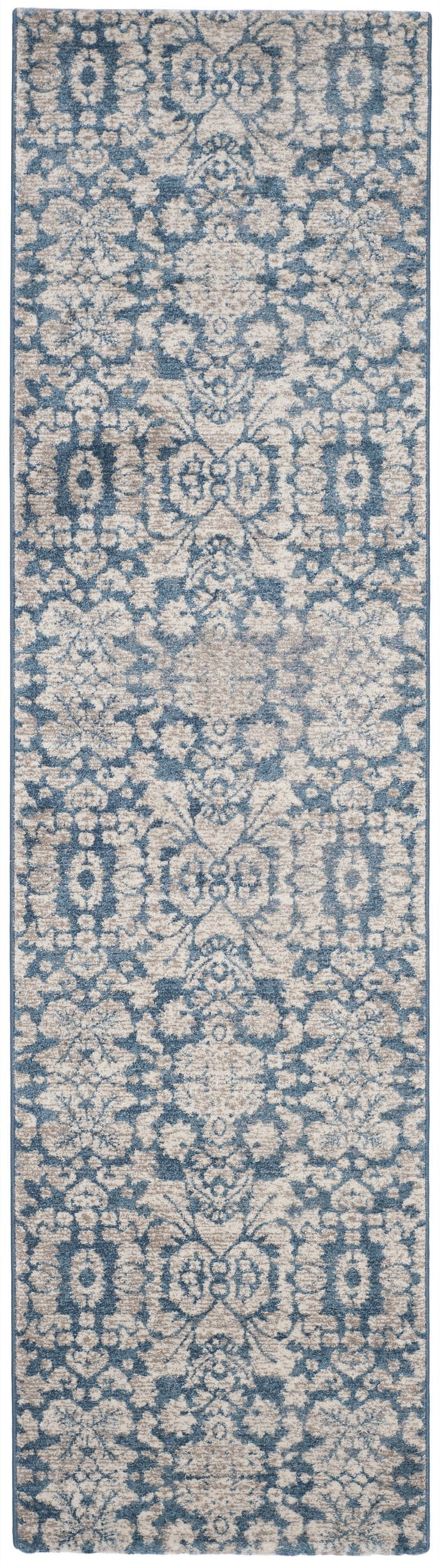SAFAVIEH Sofia Quintella Damask Runner Rug, Blue/Beige, 2'2" x 6'