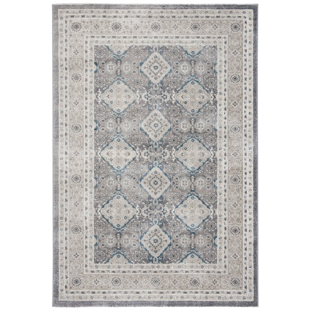 SAFAVIEH Sofia Raschelle Border Area Rug, Light Grey/Beige, 4' x 5'7"