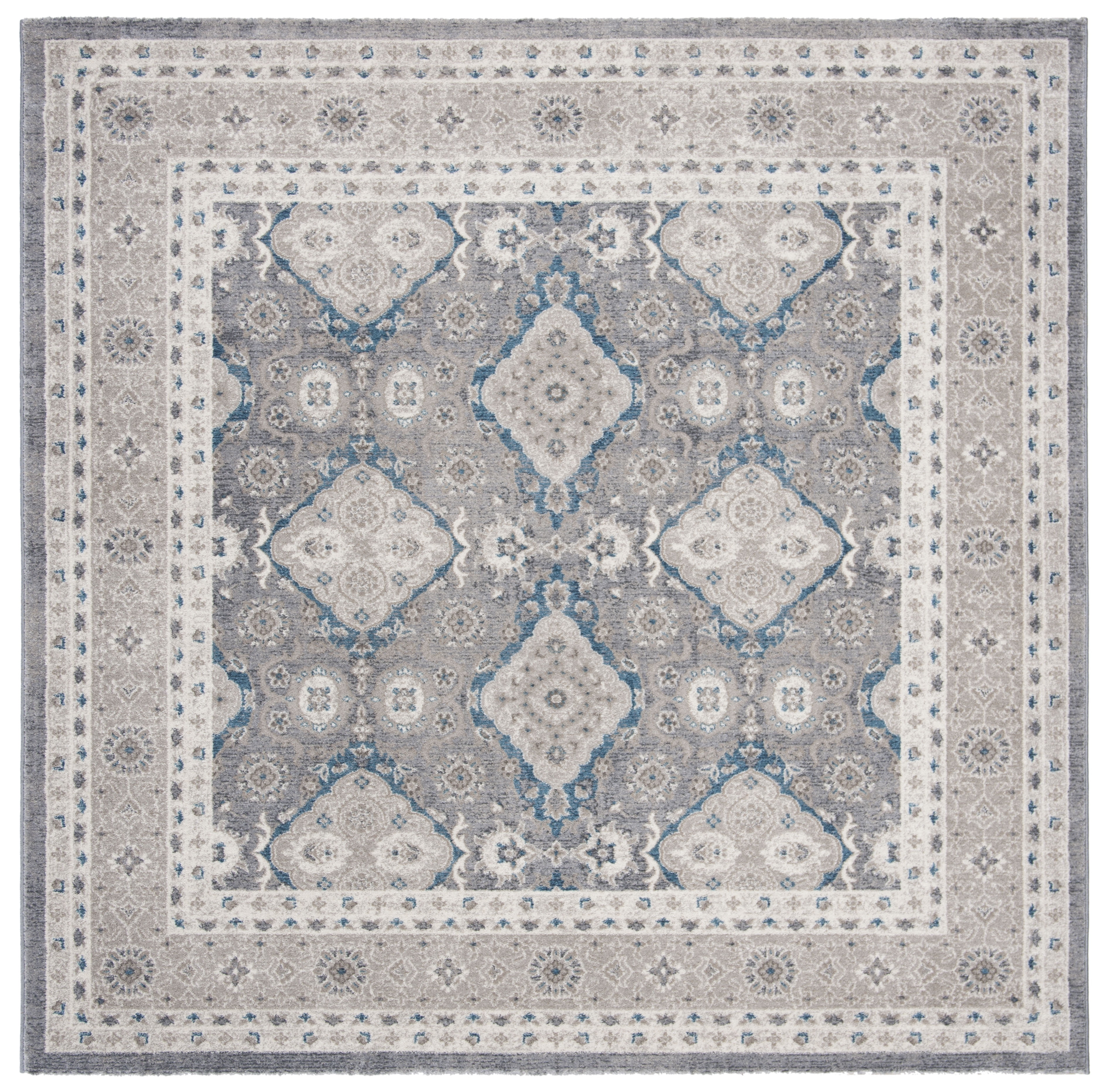 Sofia Light Grey and Beige Square Synthetic Area Rug