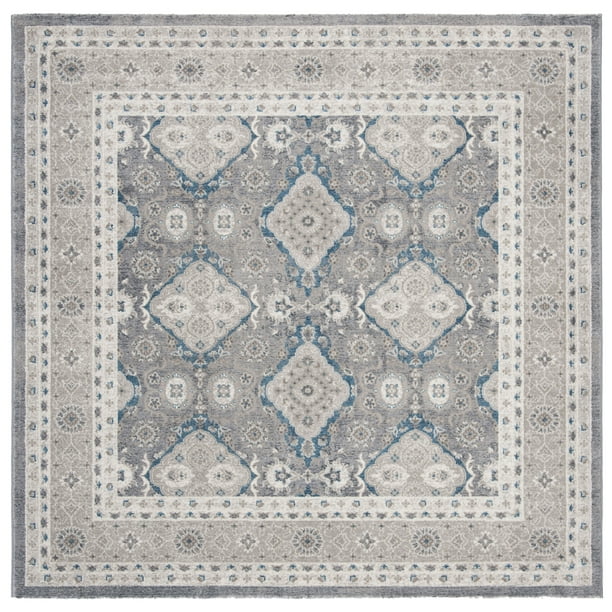 SAFAVIEH Sofia Raschelle Border Area Rug, Light Grey/Beige, 6'7" x 6'7" Square