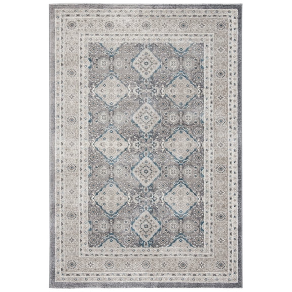 SAFAVIEH Sofia Raschelle Border Area Rug, Light Grey/Beige, 6'7" x 9'2"