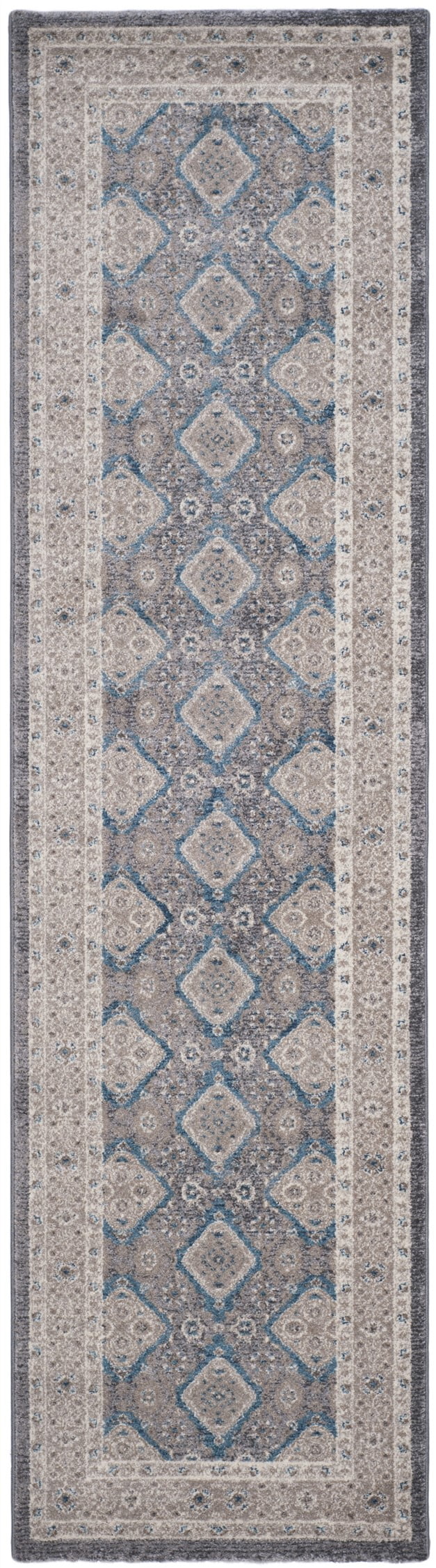 SAFAVIEH Sofia Raschelle Border Runner Rug, Light Grey/Beige, 2'2