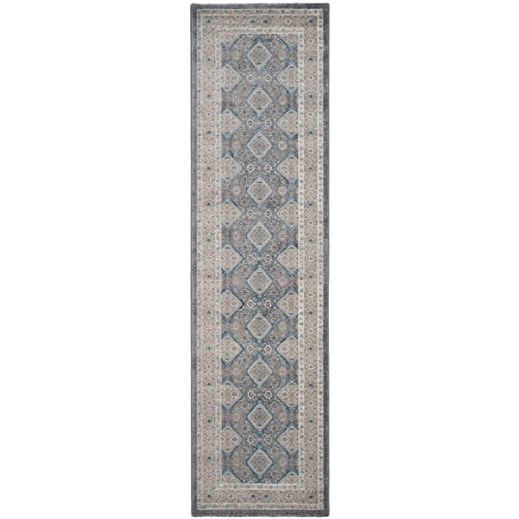 SAFAVIEH Sofia Raschelle Border Runner Rug, Light Grey/Beige, 2'2" x 10'