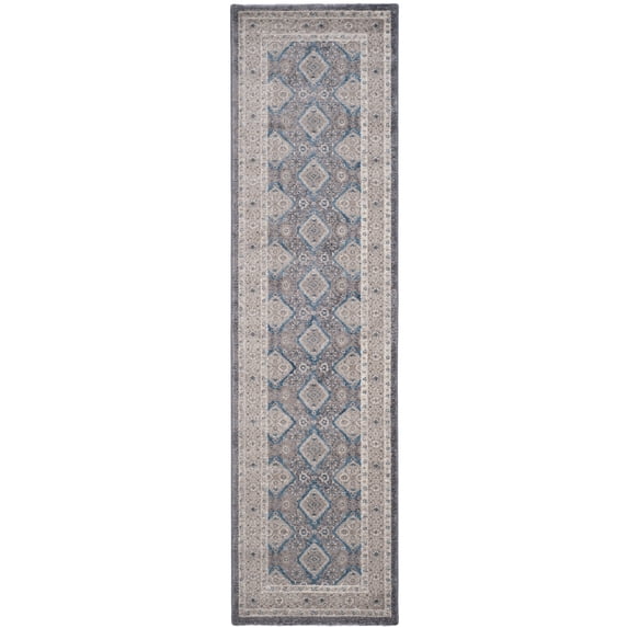 SAFAVIEH Sofia Raschelle Border Runner Rug, Light Grey/Beige, 2'2" x 14'