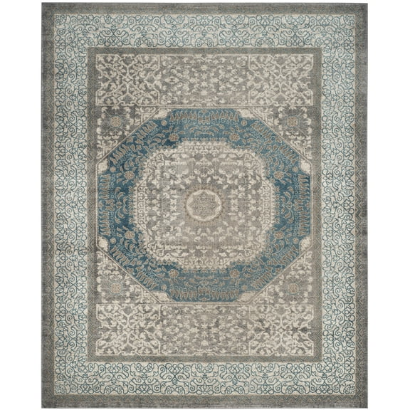 SAFAVIEH Sofia Waylon Geometric Bordered Area Rug, Light Grey/Blue, 11' x 15'