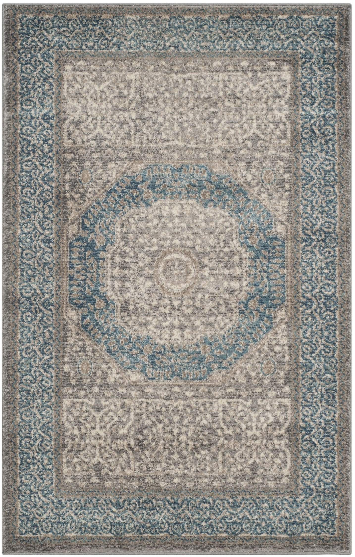 Elegant Gray Synthetic Hand-Knotted 30" Rectangular Area Rug