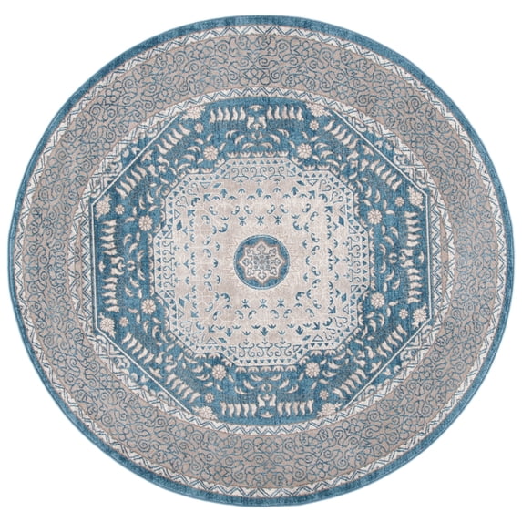 SAFAVIEH Sofia Waylon Oriental Area Rug, Blue/Beige, 6'7" x 6'7" Round