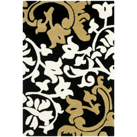SAFAVIEH Soho Aaron Abstract Floral Wool Area Rug, Black/Multi, 2' x 3'