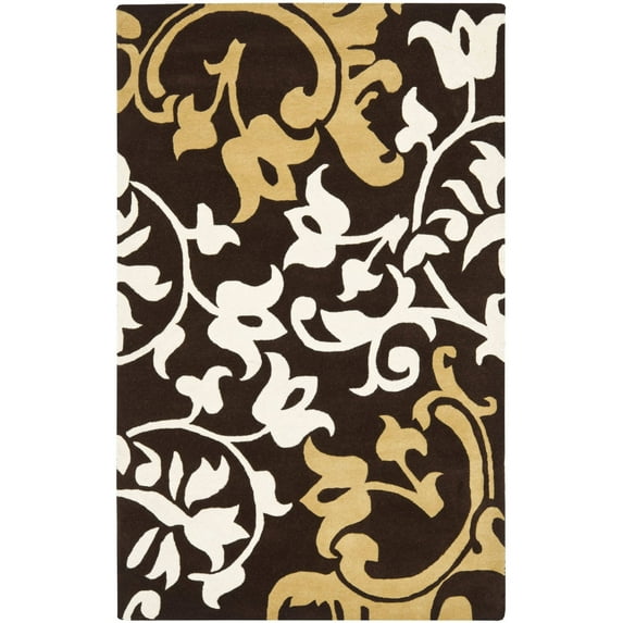 SAFAVIEH Soho Aaron Abstract Floral Wool Area Rug, Brown/Multi, 9'6" x 13'6"