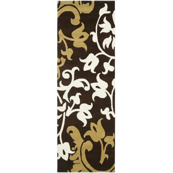 SAFAVIEH Soho Aaron Abstract Floral Wool Runner Rug, Brown/Multi, 2'6" x 6'