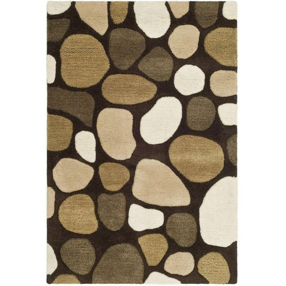 SAFAVIEH Soho Abbott Geometric Wool Area Rug, Dark Brown/Multi, 2' x 3'