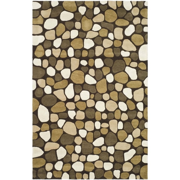 SAFAVIEH Soho Abbott Geometric Wool Area Rug, Dark Brown/Multi, 5' x 8'