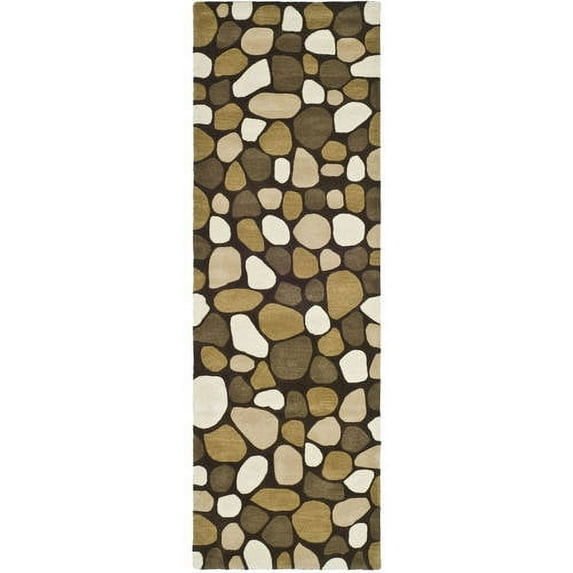 SAFAVIEH Soho Abbott Geometric Wool Runner Rug, Dark Brown/Multi, 2'6" x 14'