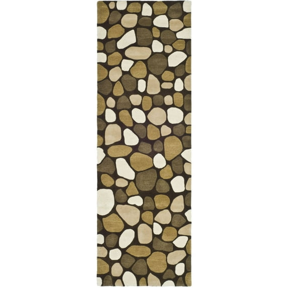 SAFAVIEH Soho Abbott Geometric Wool Runner Rug, Dark Brown/Multi, 2'6" x 8'