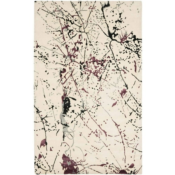 SAFAVIEH Soho Abby Abstract Wool Area Rug, Ivory/Purple, 3'6" x 5'6"