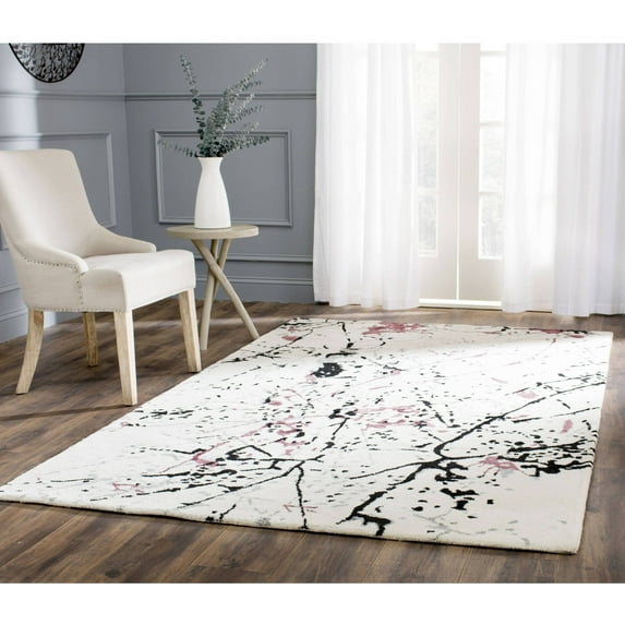 SAFAVIEH Soho Abby Abstract Wool Area Rug, Ivory/Purple, 8'3" x 11'