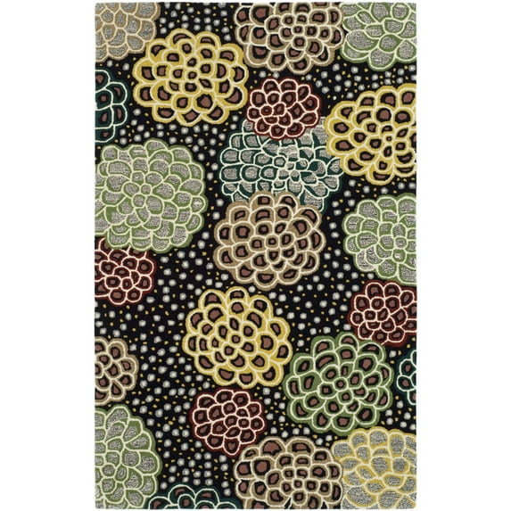 SAFAVIEH Soho Acadia Geometric Wool Area Rug, Black/Multi, 7'6" x 9'6"