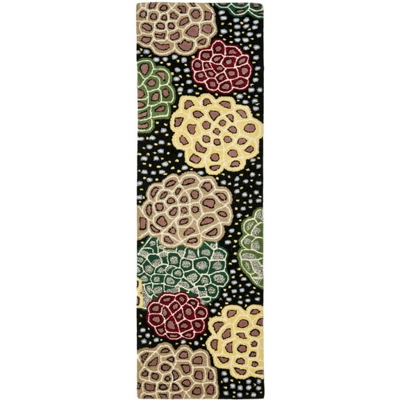SAFAVIEH Soho Acadia Geometric Wool Runner Rug, Black/Multi, 2'6" x 8'