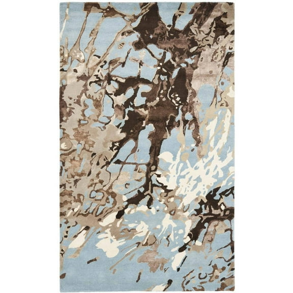 SAFAVIEH Soho Ace Abstract Wool Area Rug, Blue/Multi, 3'6" x 5'6"