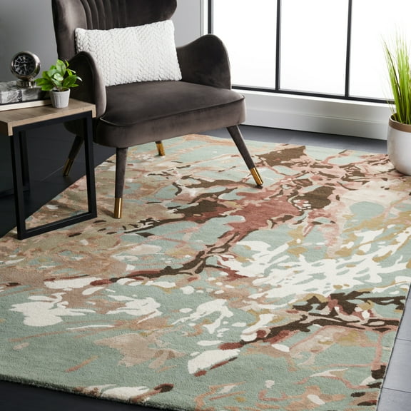 SAFAVIEH Soho Ace Abstract Wool Area Rug, Blue/Multi, 5' x 8'
