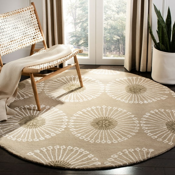 SAFAVIEH Soho Adeline Floral Wool Area Rug, Beige/Brown, 6' x 6' Round