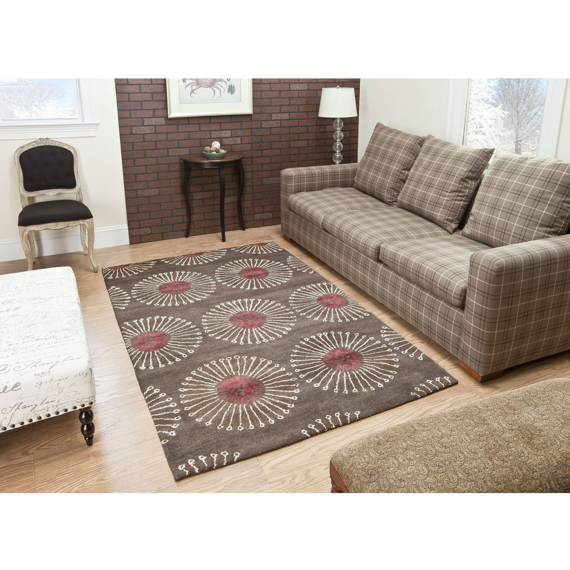 Handmade Tufted Round Coffee Brown Wool Viscose Rug