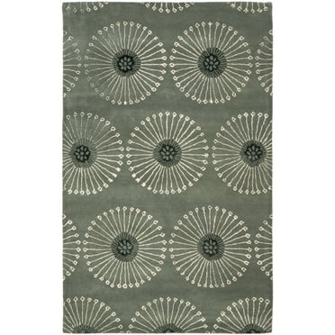 SAFAVIEH Soho Adeline Floral Wool Area Rug, Grey/Ivory, 8' x 8' Round