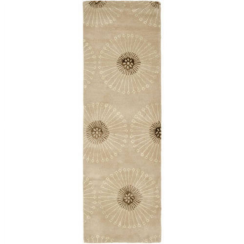 Hand-Tufted Beige and Brown Wool Runner Rug