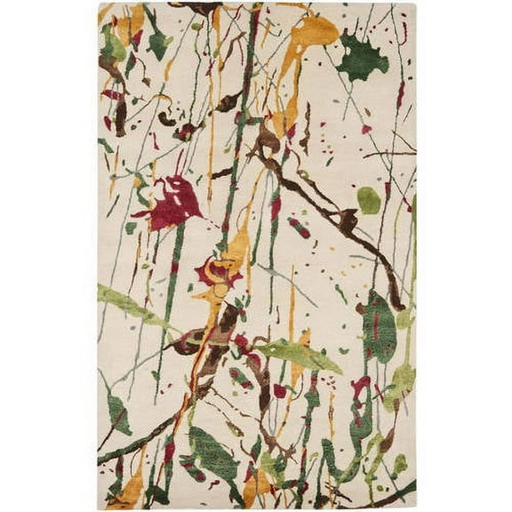 SAFAVIEH Soho Agnes Abstract Wool Area Rug, Ivory/Multi, 5' x 8'